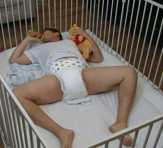 Hot Diaper Man Sleeping On the Cot with diaper