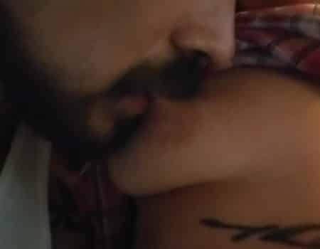Hot Man sucking her girl friend nipples
