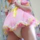 Old innocent guy wearing the baby frock and diaper