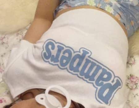 Adult Teen Girl Lying To taking The selfie of her diaper pic